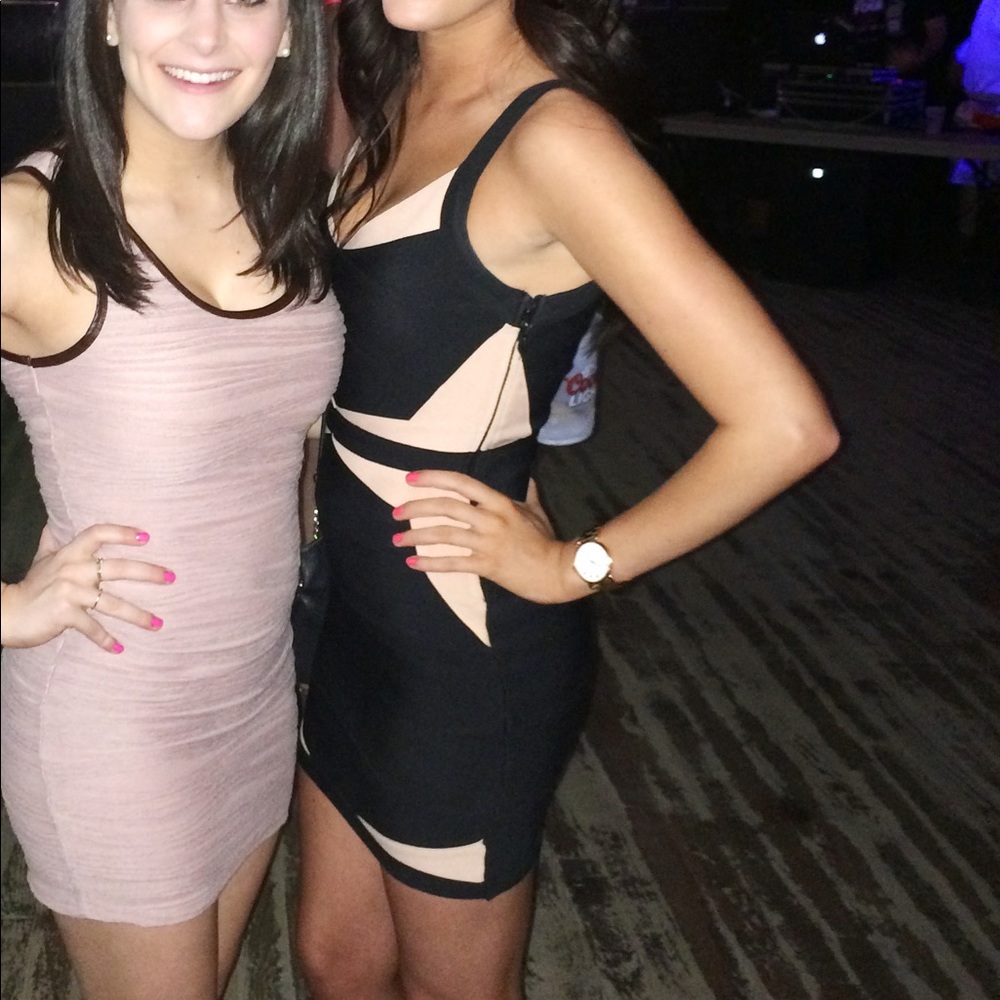 Black and blush bandage dress size small